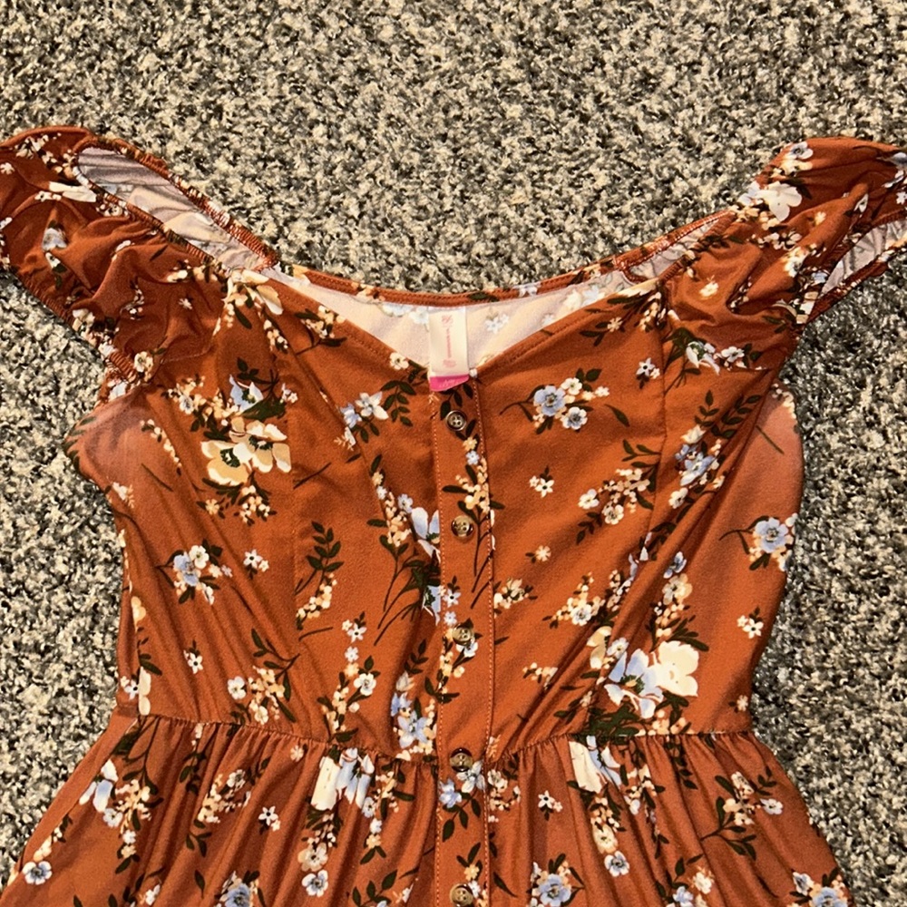 No Boundaries Rust Floral High-Low Dress